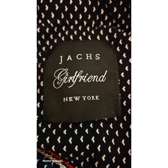 Black & White Button-Up Blouse with Heart Print Short Sleeves Rayon Material - Picture 7 of 8